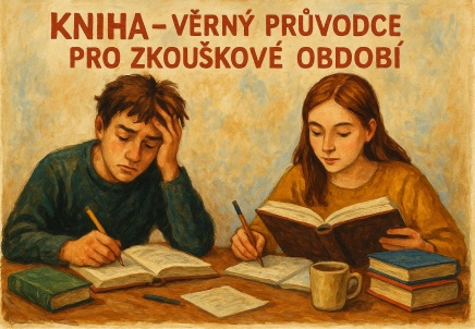 Studenti sedí nad knihami a učí se na zkoušky.